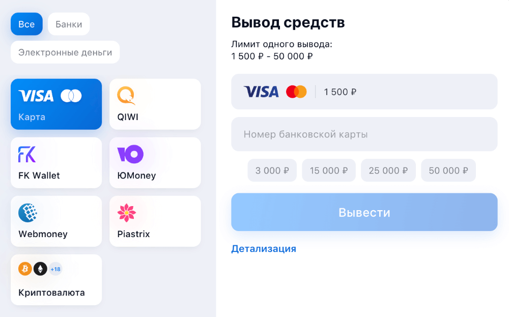 Внесение и вывод денежных средств